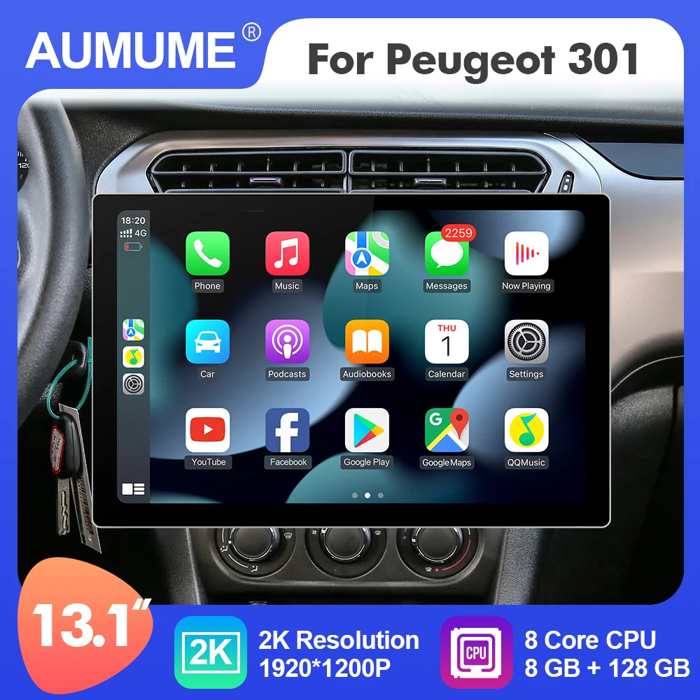 

Автомагнитола AUMUME для Citroen/Elysee/Peugeot 12,3 301, 2013 дюйма, Android 12, мультимедийный плеер Carplay, 4G, 2 Din