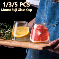 135 pcs japanese style same fuji mountain glass cup heat resistant glass water cup ice creative coffee cup durable drinkware