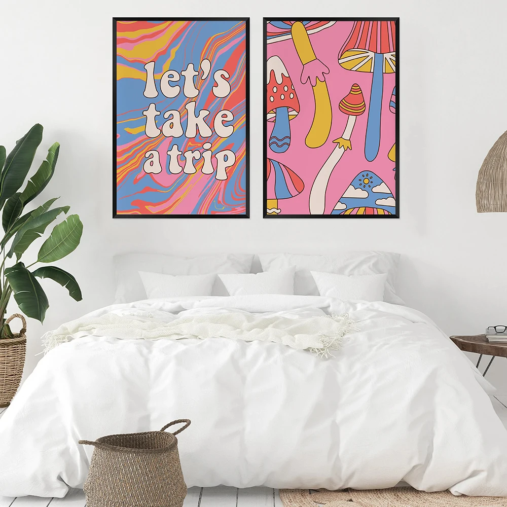 Ретро классные психоделические постеры для девушек 70s винтажные принты Декор