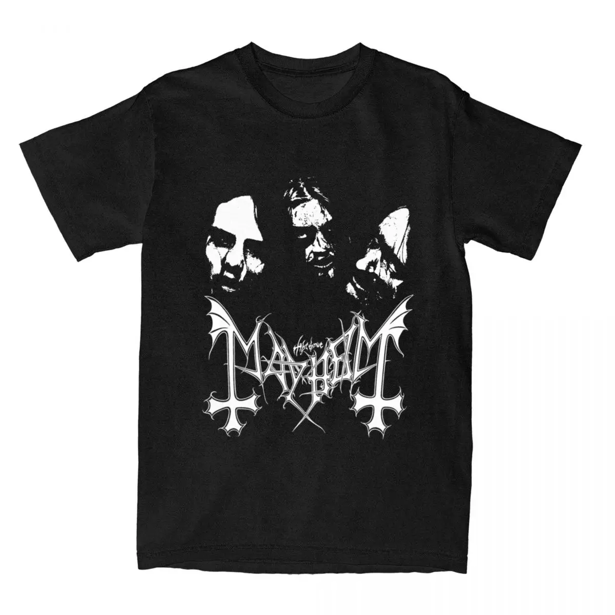 

Мужская и женская черная рубашка Mayhem с металлическим ремешком, 100% хлопок, одежда, футболка с графическим принтом