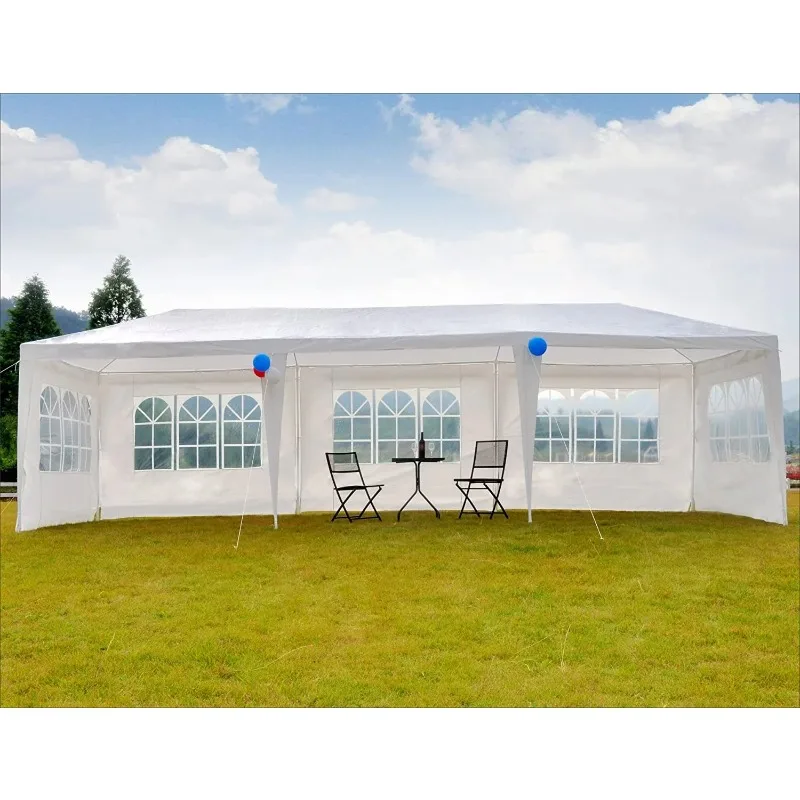 SUGIFT 10'x30' Outdoor Canopy Party Wedding Tent White Gazebo with 5 Side Walls