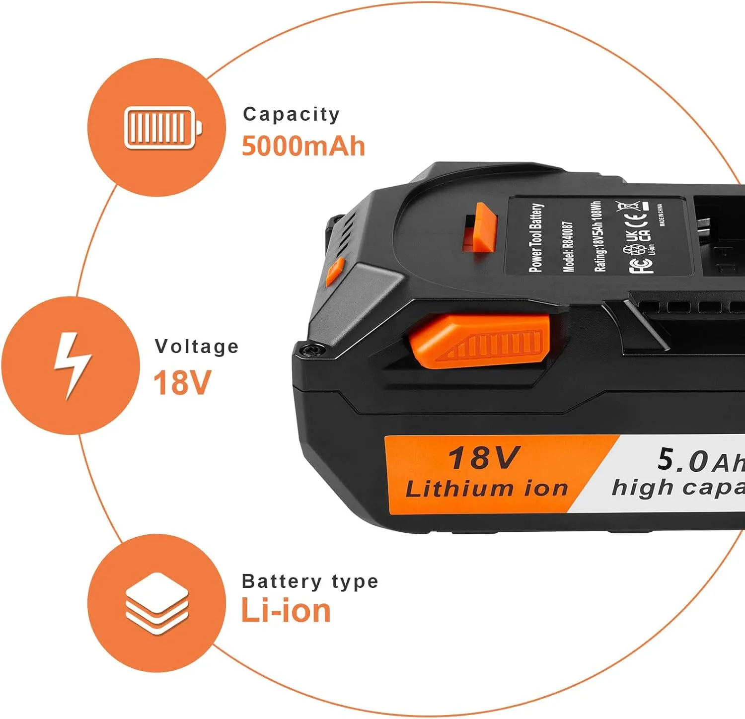 Литий-ионный аккумулятор для электроинструментов E-Power 5 Ач подходит аккумулятора