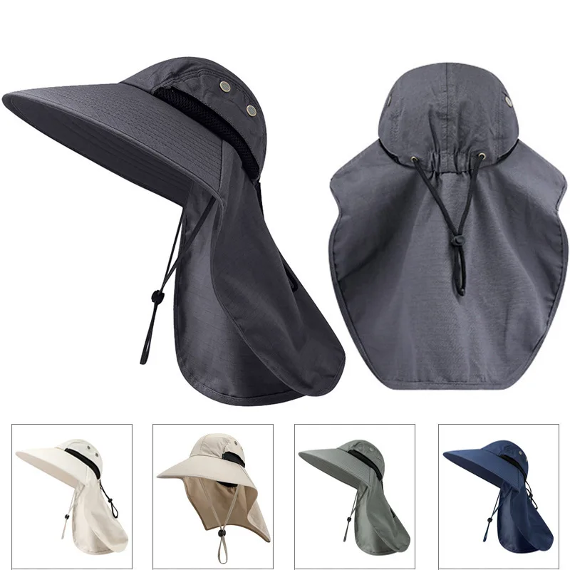 

Summer Quick-drying Boonie Men Women Hat Outdoor Face Mask Wide Brim Bucket Hat Sun Protection Wide Brim Cap for Fishing Hunting