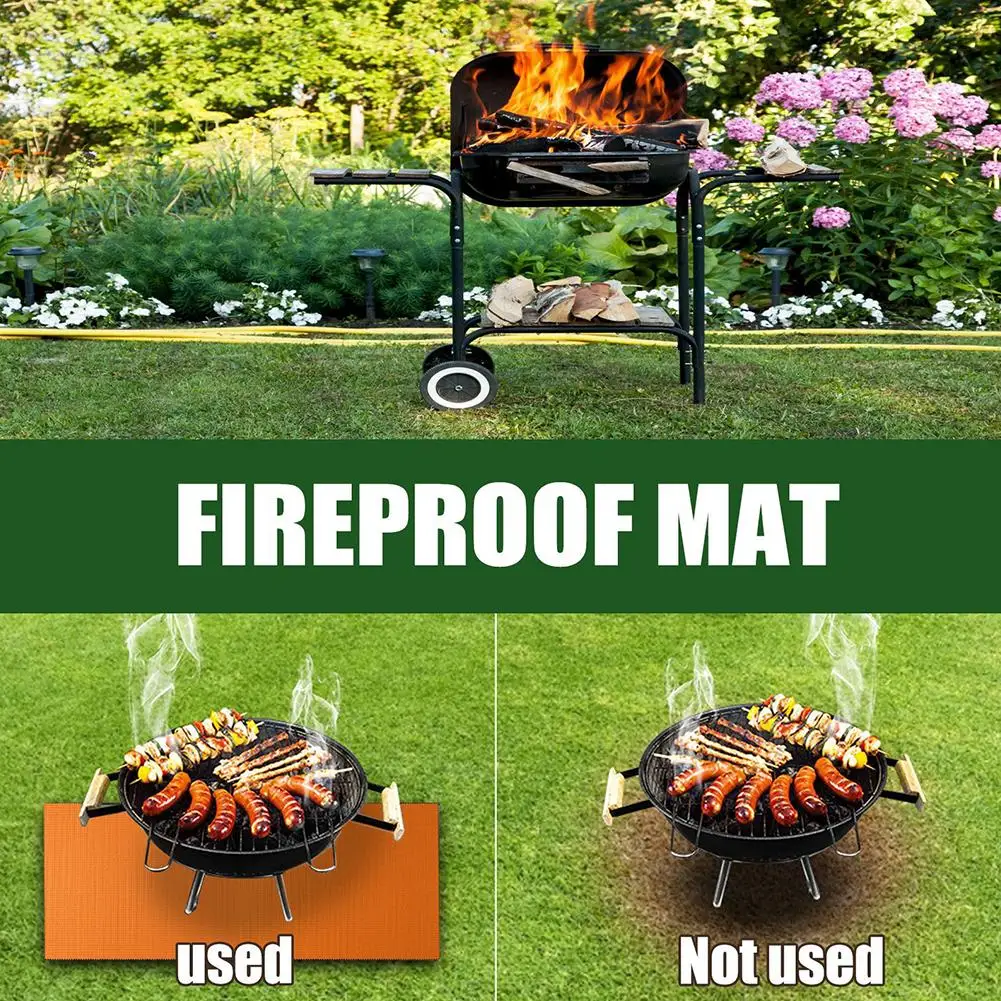 

Fire Mat Fireproof Camping Stove Grill Mat Blanket For Ground Patio Deck Lawn Campsite Fiberglass Ember Mats Barbecue Campfire