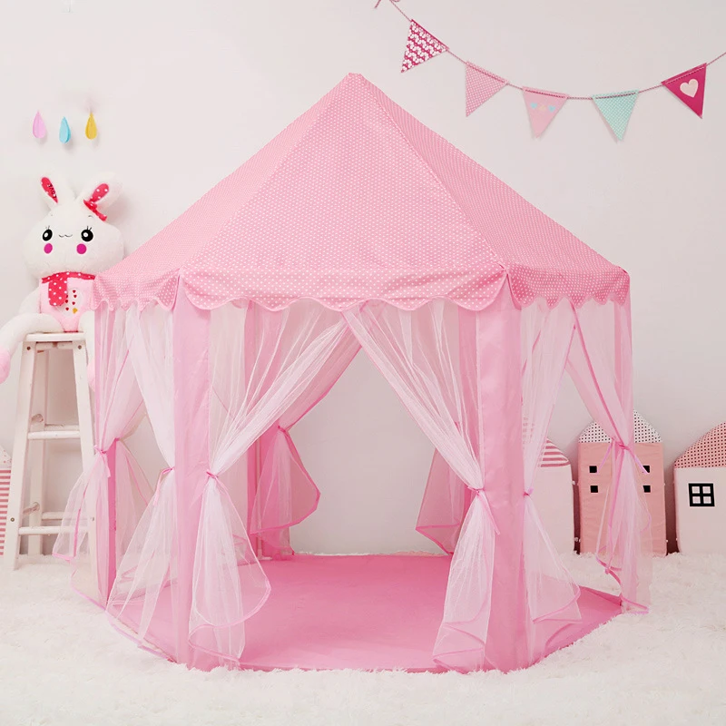

Hexagonal Princess Tent Girls Large Play House Children's Castle Home Anti-mosquito Small Tent Suitable for Indoor Outdoor Games