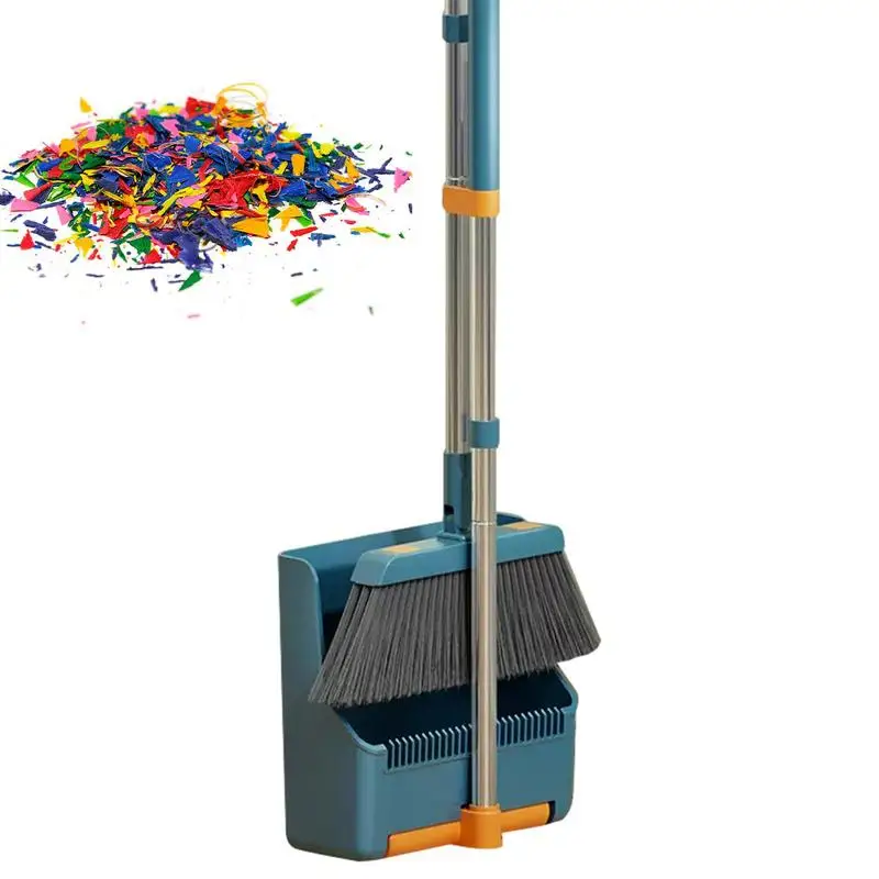 

Broom With Dust Pan Long Handle Lightweight 180 Rotating Broom Combo Cleaning Tool Set For Garden Kitchen Lobby Garage Bathroom