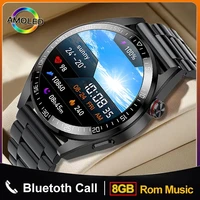 new 454454 amoled hd screen smart watch 8gb bluetooth call watch always display local music smartwatch for men tws earphones
