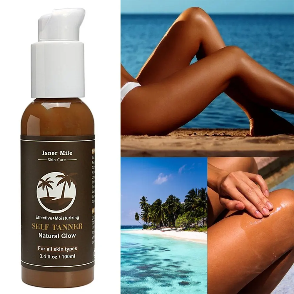 ISNER MILE 100ml Self Tanning Body Cream Sunless Bronzer Natural Solarium Oil Long Lasting Face Sun Tan Bronze Salon Lotion