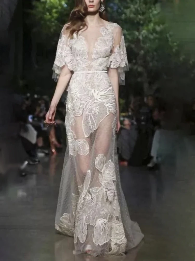 

282 Elegant Ivory Boat-Neck Natural Straight Floor-Length Tulle Wedding Party Dress/Bridal Engagement Gowns Beaded Free Shipping