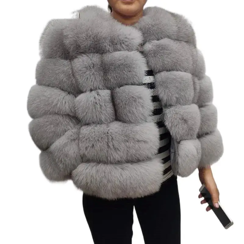 Winter Real Fox Fur Coat 100% Natural Women's Fur Jacket Thick Warm Fur Overcoat Ladies High Quality Fashion Luxurious Fur Vest