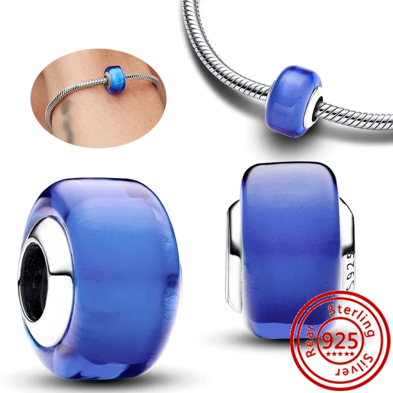 Бусины-шармы из серебра 925 пробы с муранским стеклом