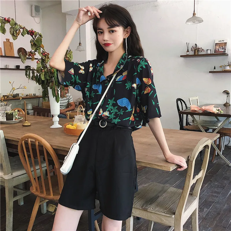 

Рубашки женские винтажные с коротким рукавом, 4 размера, S-xl