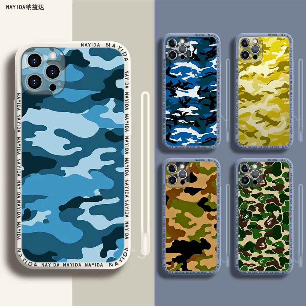 

Phone Case For iPhone 14 13 11 12 Mini Pro Max XS XR X Soft Silicone TPU Cover Camouflage Pattern Camo military
