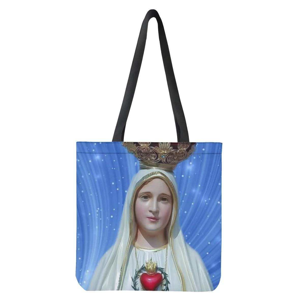 Double Sided Print Shopping Bag Reusable Foldable Tote Our Lady Of Fatima Virgin Mary Large Capacity Eco-Friendly Women Handbags