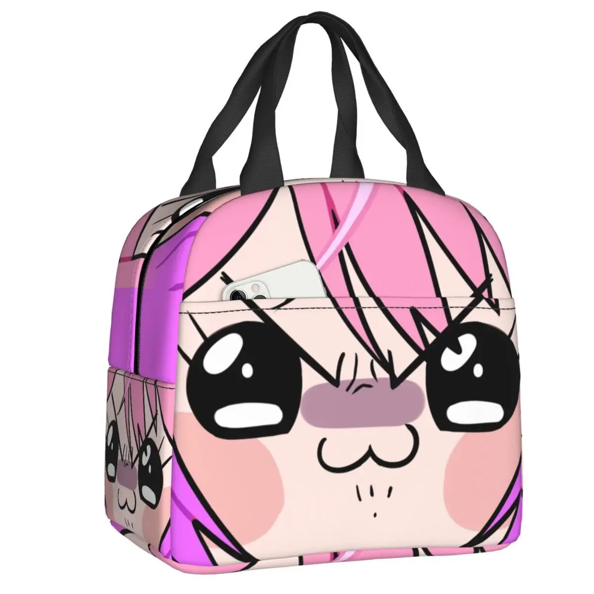 

Изолированные сумки для обеда Genshin Impact Derpy Ramuda Face для женщин, Забавный принт, многоразовый охладитель, термопищевой Ланч-бокс для школы и пут...