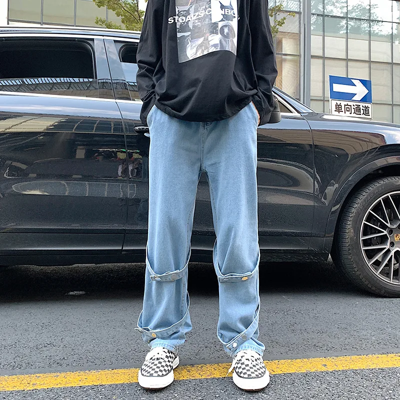 Black Clothing Men Autumn Vintage Jeans Washed Loose Wide Leg Pants Straight Cargo Pants Baggy Jeans Denim Jeans Streetwear