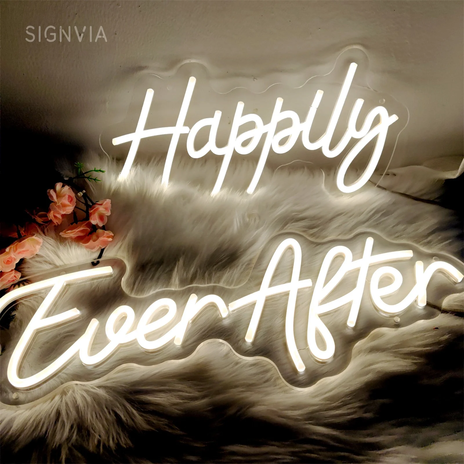 Счастливая вещь яркая неоновая вывеска Свадебная вечеринка день рождения бар