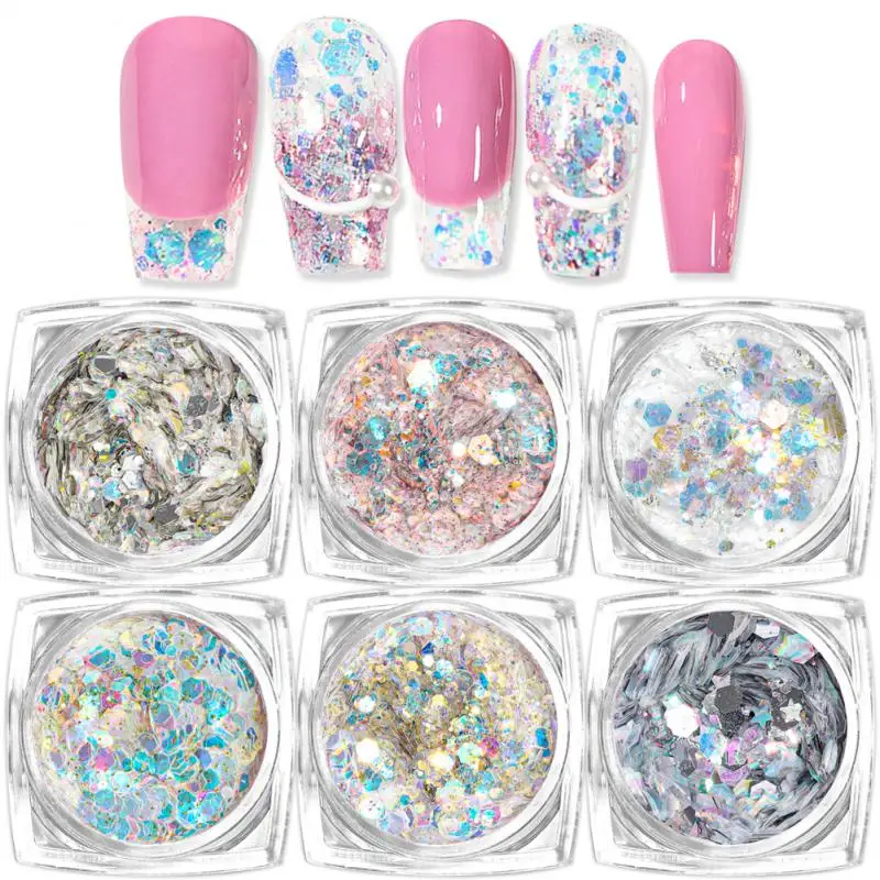

Colourful Nail Art Sequins Glitter Polygon Semi Permanent Diamond Nail Decorative Patch Nail Accessories Nail Design Sticks Hot