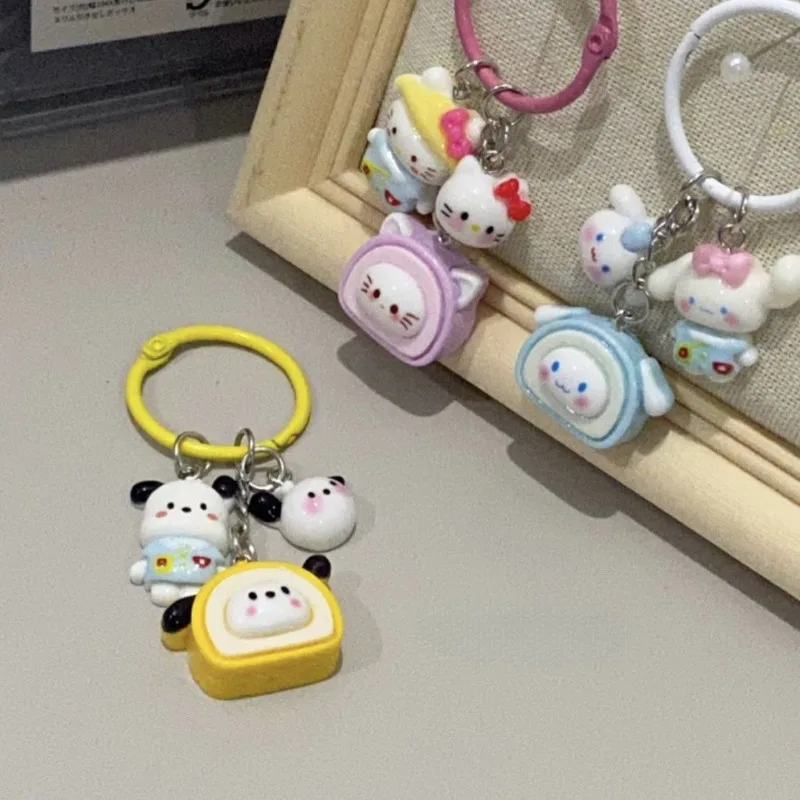 

Hello Kitty Model Resin Keychain Kawaii Sanrio Anime Kuromi Pochacco Cute Cartoon Backpack Water Cup Pendant Gifts for Girls