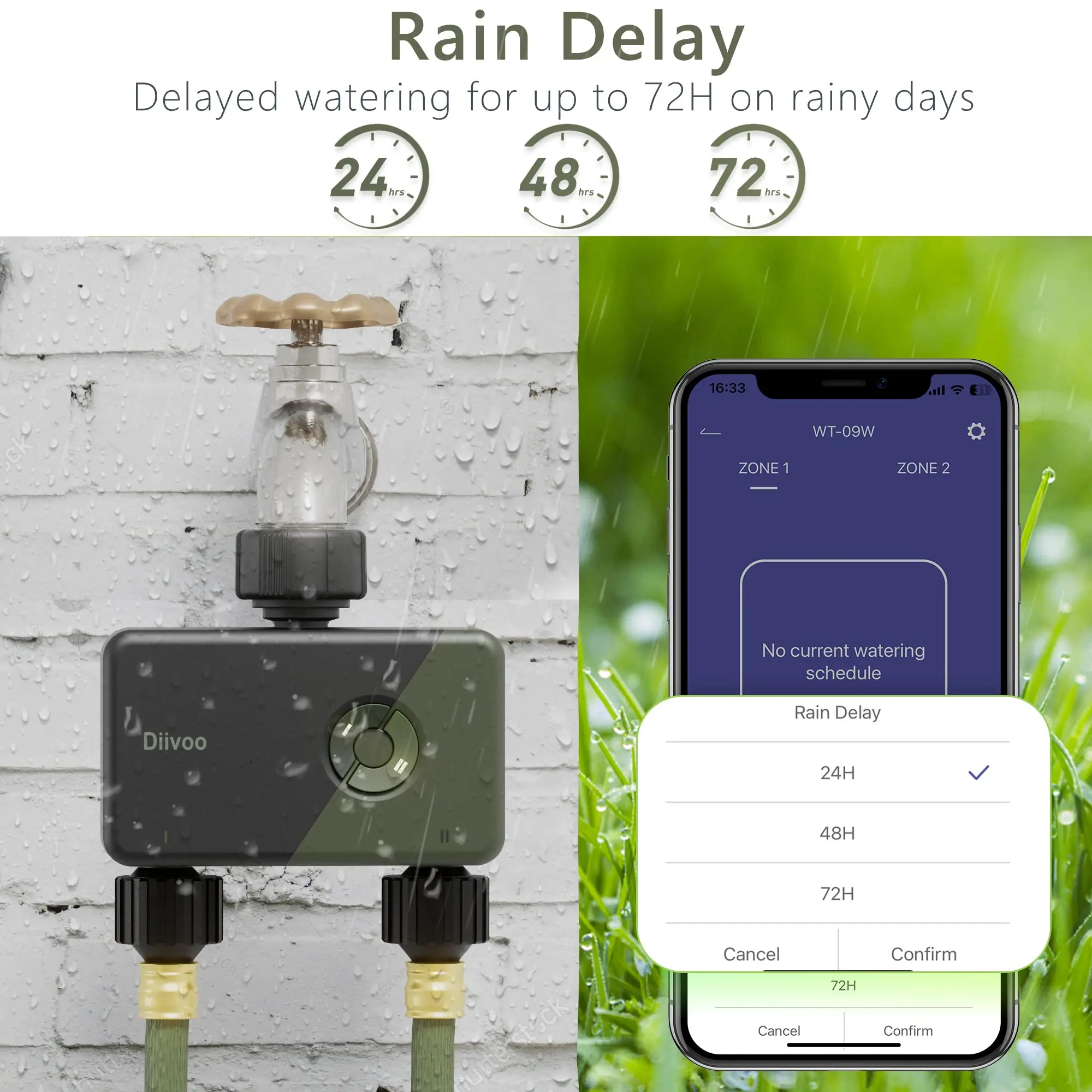 Diivoo Smart Water Valve Garden Automatic Watering System Smart Garden Watering Timer Wifi Automatic Drip Irrigation Controller