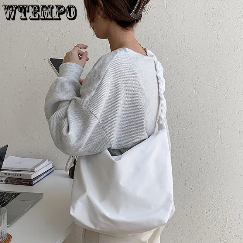 Women's Crossbody Bags Simple Messenger Bag Large Capacity Shoulder Strap Bag Leisure Pleated Nylon Bag Spring and Summer New