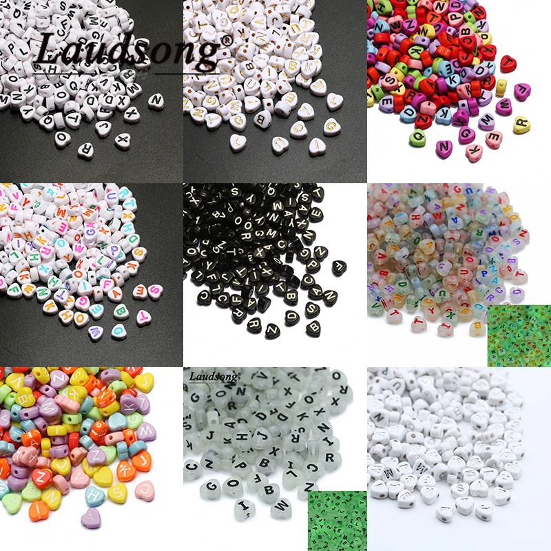 

7mm Love Heart Acrylic Beads Mixed Colorful Letter Loose Spacer Alphabet Beads For Jewelry Making DIY Necklace Bracelet Supplies