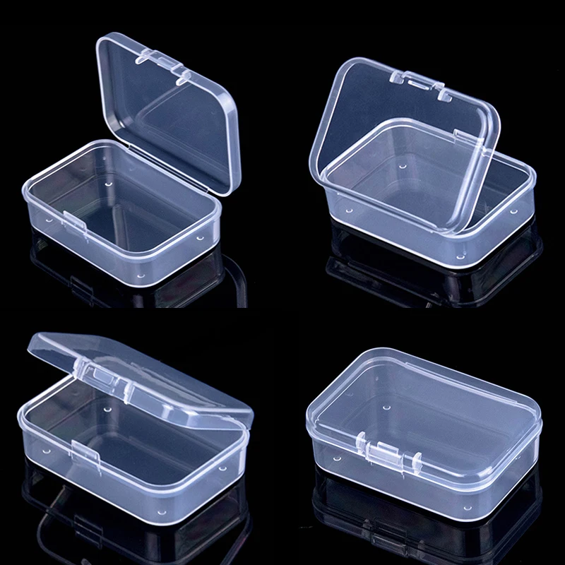 

Durable Boxes Rectangle Clear Plastic Jewelry Storage Case Container Packaging Box Rings Earrings Beads Collecting Small Items