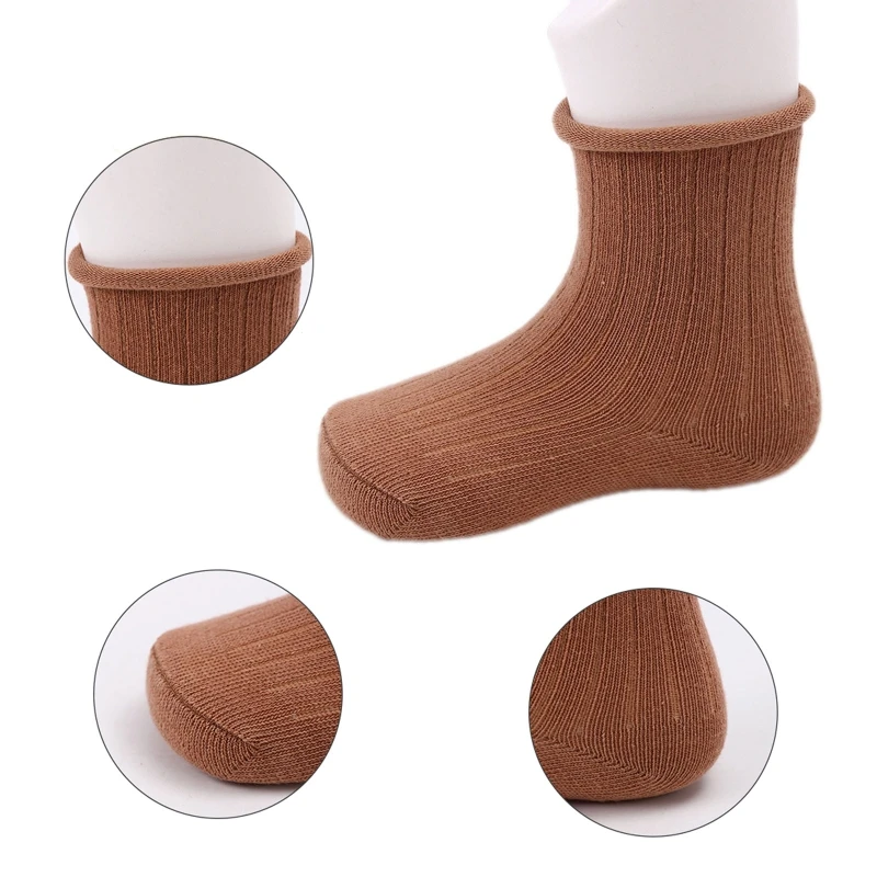 

5pairs/Lot Baby Short Socks Kids Cotton Socks Baby Ribbed Socks 0-11 Y G2AE