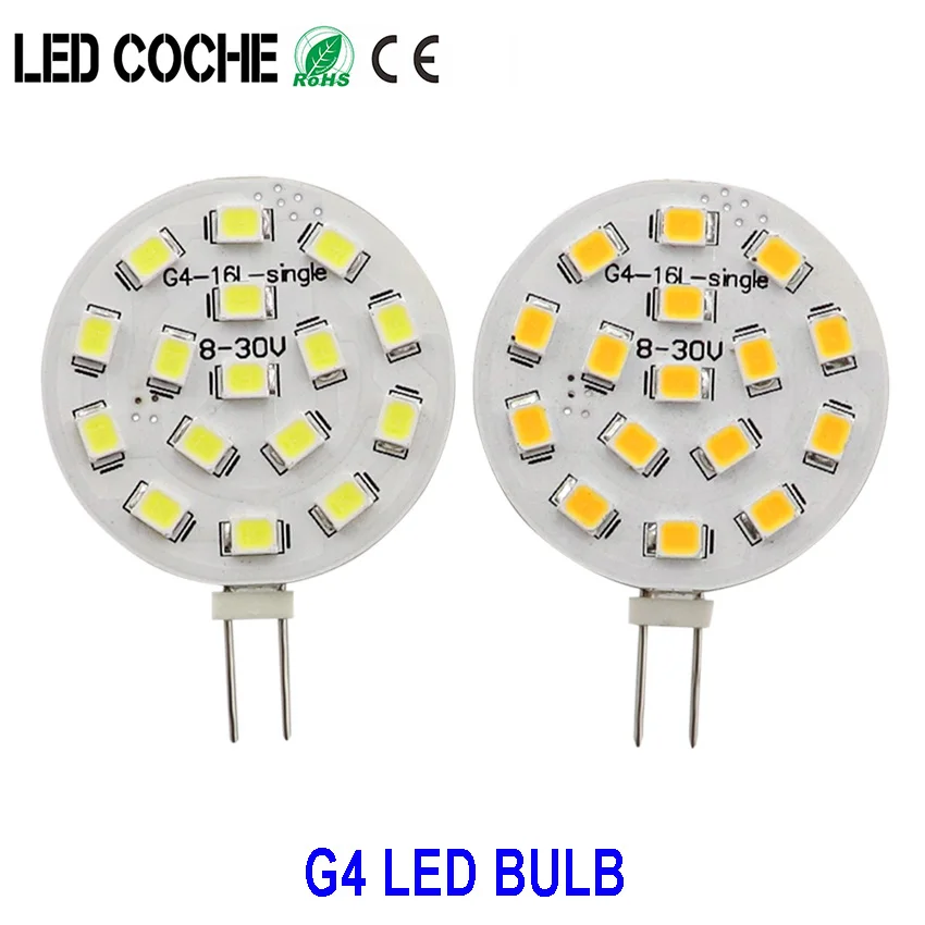 5 шт., светодиодная лампа G4 12 В SMD2835 16LED s SMD для лодки, лампа теплого белого света