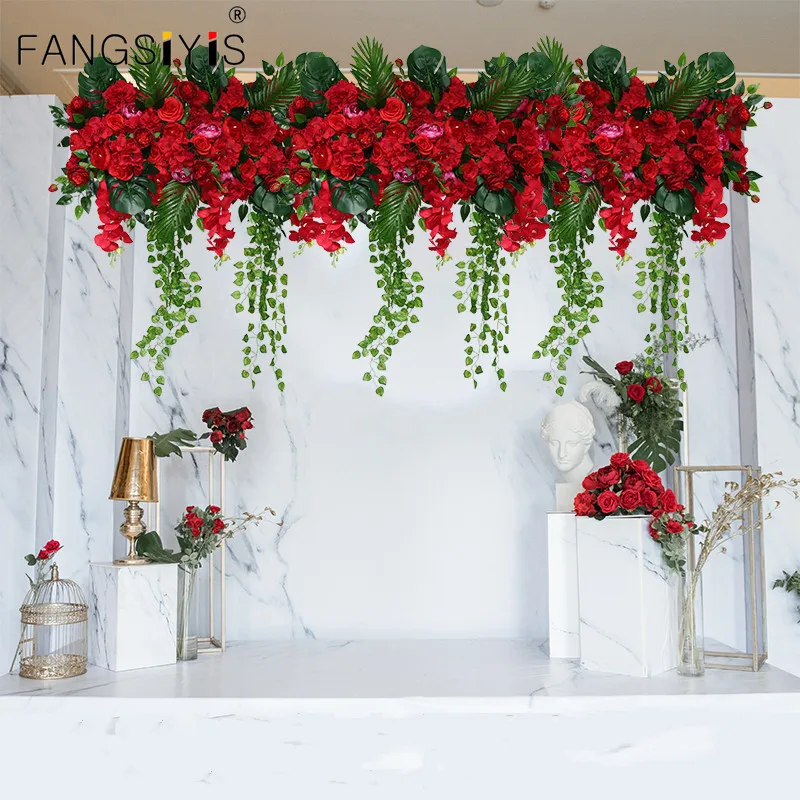 

New wedding arch artificial flower decoration DIY custom simulation flower row wedding stage road lead festival photography prop
