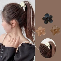 solid color girls matte fashion design korean style hair clip ponytail holder flower hair claw women hair accessories