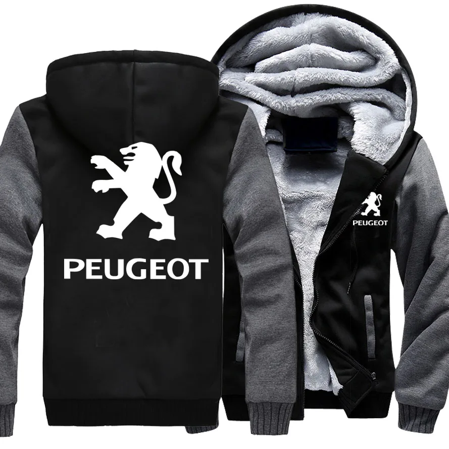 

New Winter ForPeugeot Logo Hoodie Men’s Fashion Jacket Thicken Casual Male Warm Fleeece Harajuku Hoody Coats