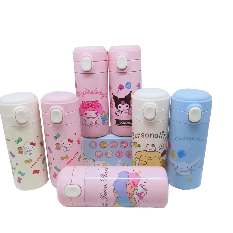 

300Ml Sanrios Kawaii New Cartoon Mymelody Kitty Kuromi Cinnamoroll Cute Stainless Steel 304 Cardamom Bouncing Mug Mug
