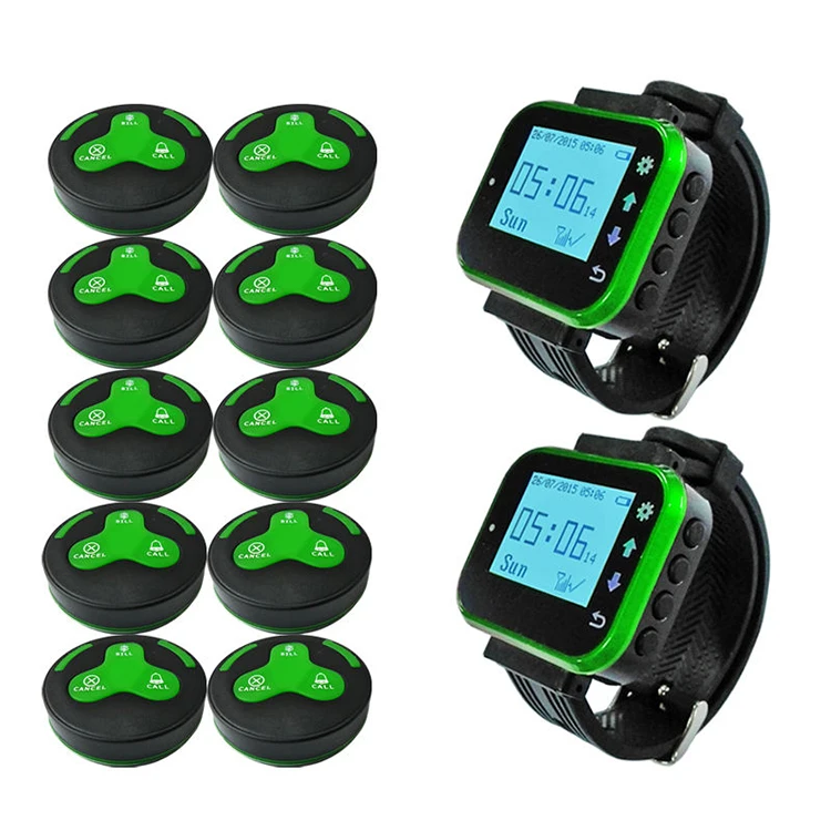 

High quality call waiter system watch receiver wireless calling pager integration system