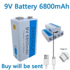Аккумуляторная батарея 9 В, литий-ионная батарея 6800 мАч, литиевая батарея Micro USB 9 В для мультиметра, микрофона, игрушек, зарядный кабель USB