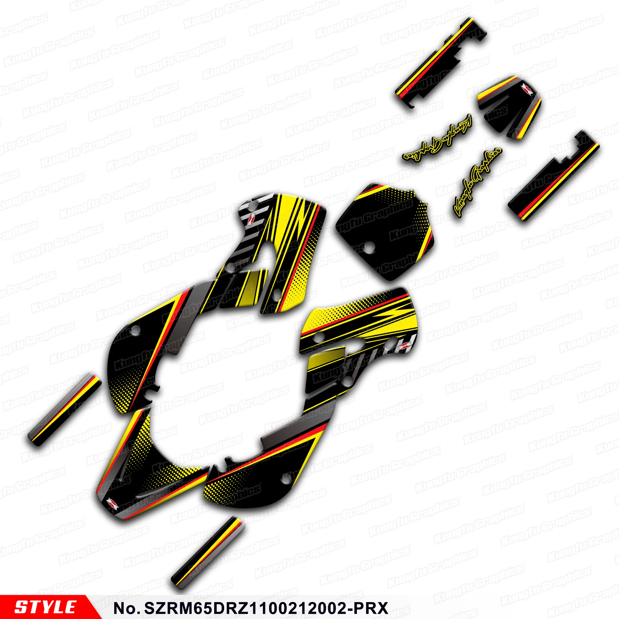 Графический комплект наклеек JY RACING для Suzuki RM 65 и DRZ 110 02 03 04 05 06 07 08 09 10 11 12 черный