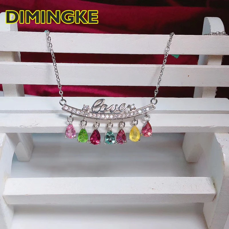 

Женское ожерелье из серебра 925 пробы с турмалином, 4 Х6 мм