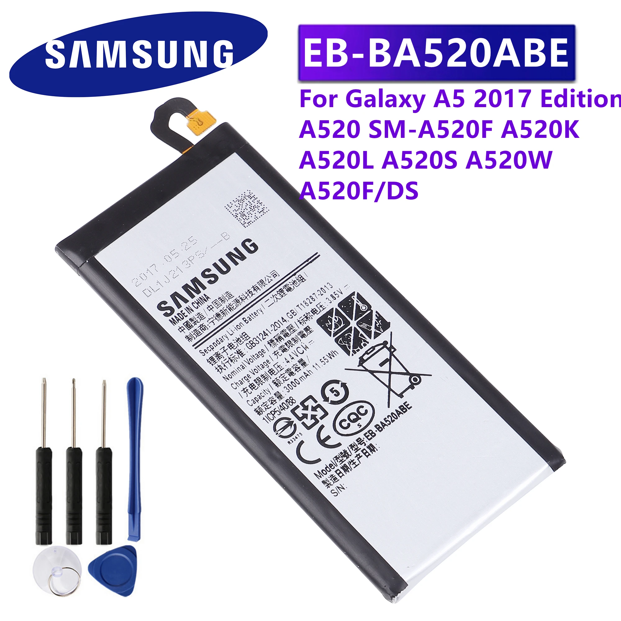 100% оригинальная запасная аккумуляторная батарея для Samsung 2017 Edition Galaxy A5(2017) A520