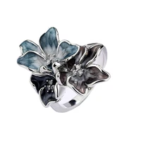 party ring unique fine workmanship polishing retro blooming flower women ring for party engagement ring finger band