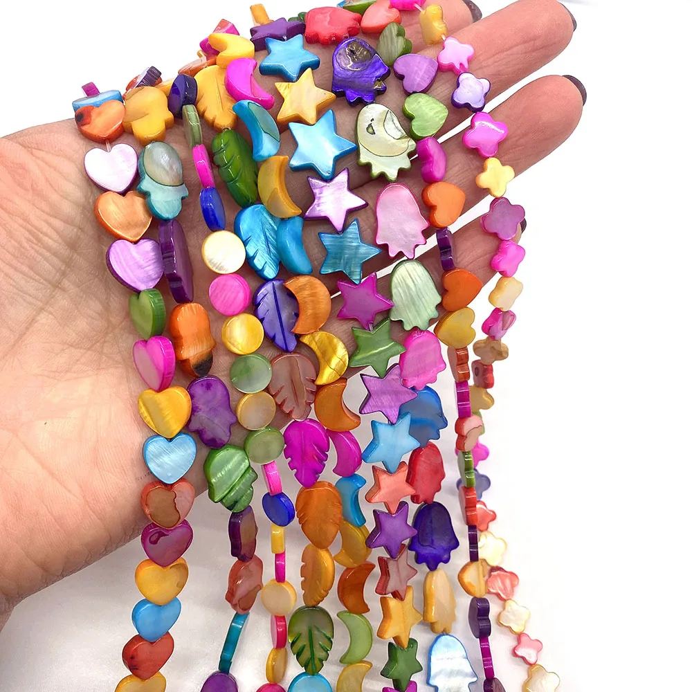 

Natural Freshwater Shell Dyed Beads 8-15mm Colorfast Geometric Shell Beads Charm Jewelry DIY Bracelet Necklace Accessories