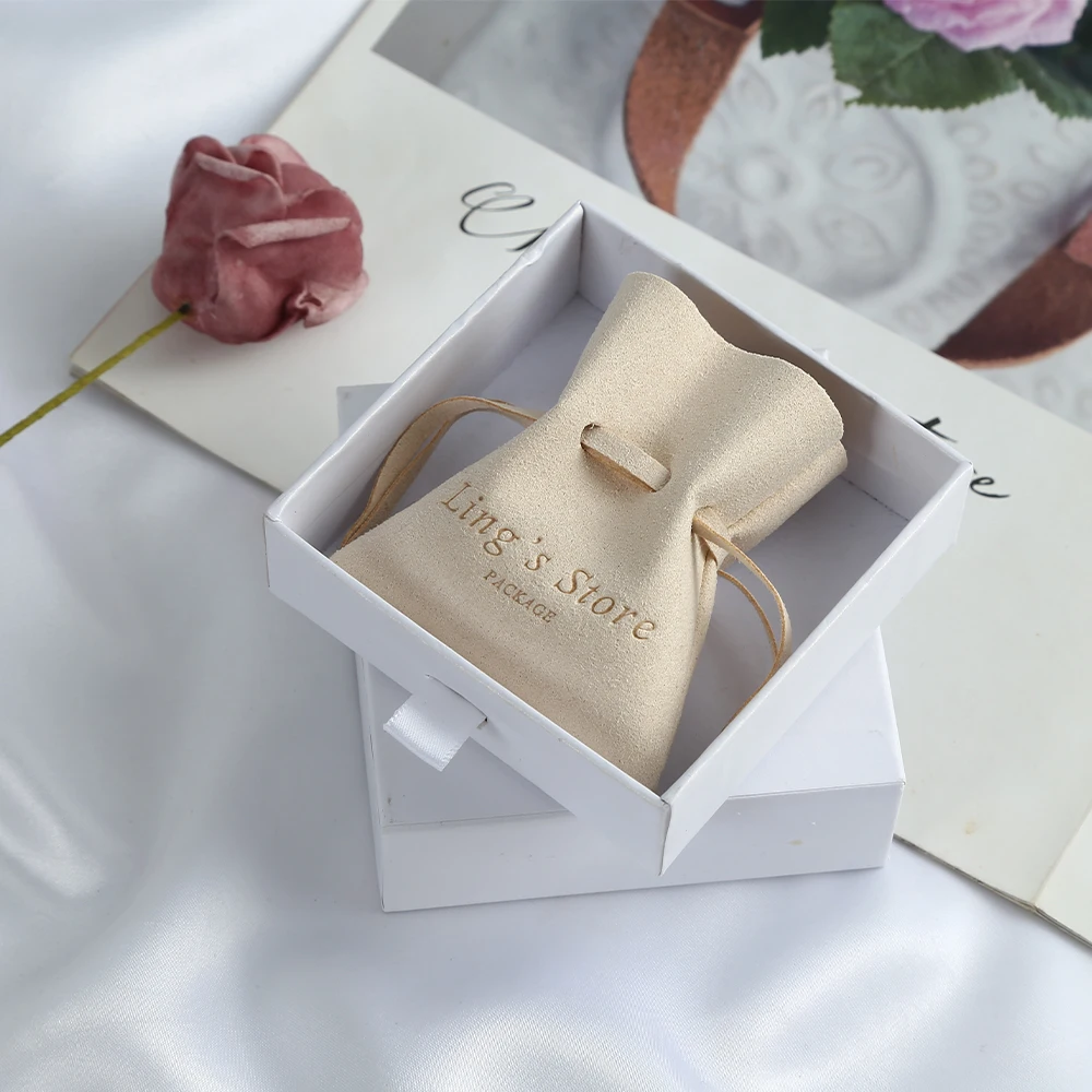 100pcs Microfiber Small Gift Jewelry Bags Customize Logo Travel Jewelry Pouch For Rings Pendant Wedding Favors Candy Goodie Bag