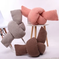 solid color plush pillow twist pillow knot long strip special shaped retro geometry cushion lovely home decoration