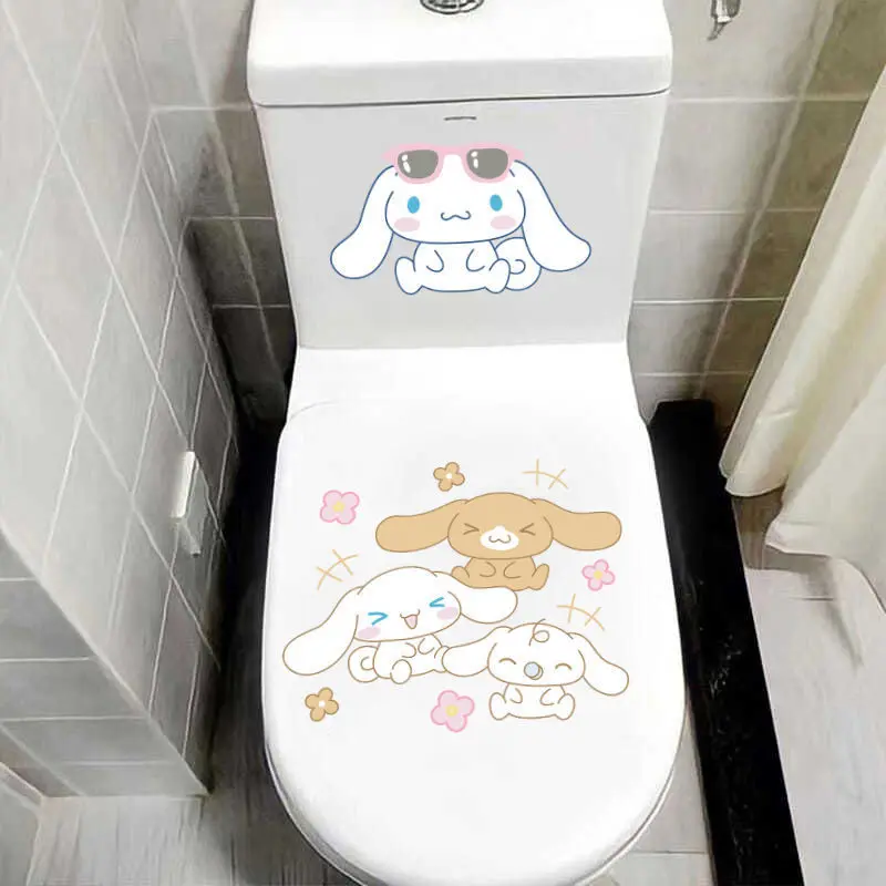 

Anime New Kawaii Hello Kitty Kuromi Cinnamoroll Toilet Sticker My Melody Pochacco Pom Pom Purin Washroom Waterproof Poster Toys