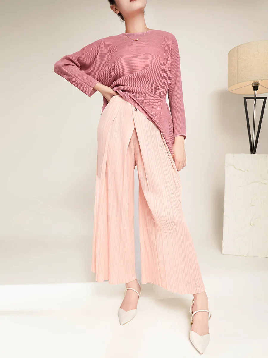 Miyake pleated wide-leg pants women's autumn new high-waisted loose casual drape large size all-match casual pants