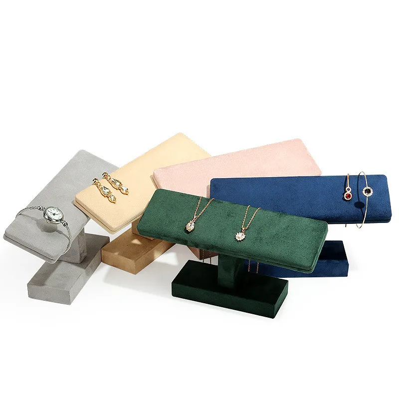 2022 New Design Velvet Watch Bracelet Display T-bar Necklace Organizer Jewelry Show Props jewelry Viewing Pallet