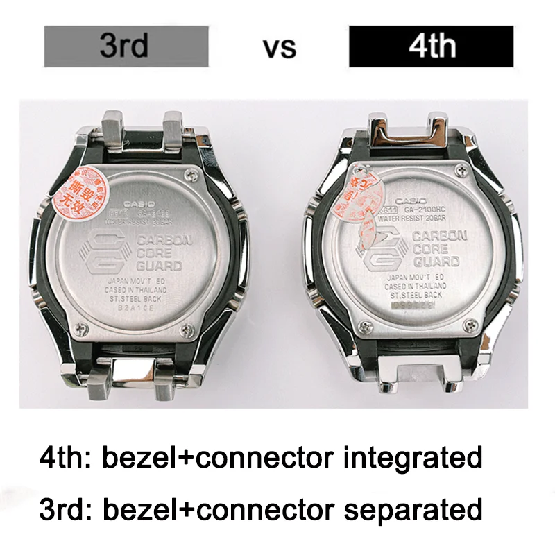 New 4th Gen GA2100 Refit 316 Stainless Steel Bezel Bracelet Fluorine Rubber Watchstrap GA-2100/2110 Watchband Case with Screw