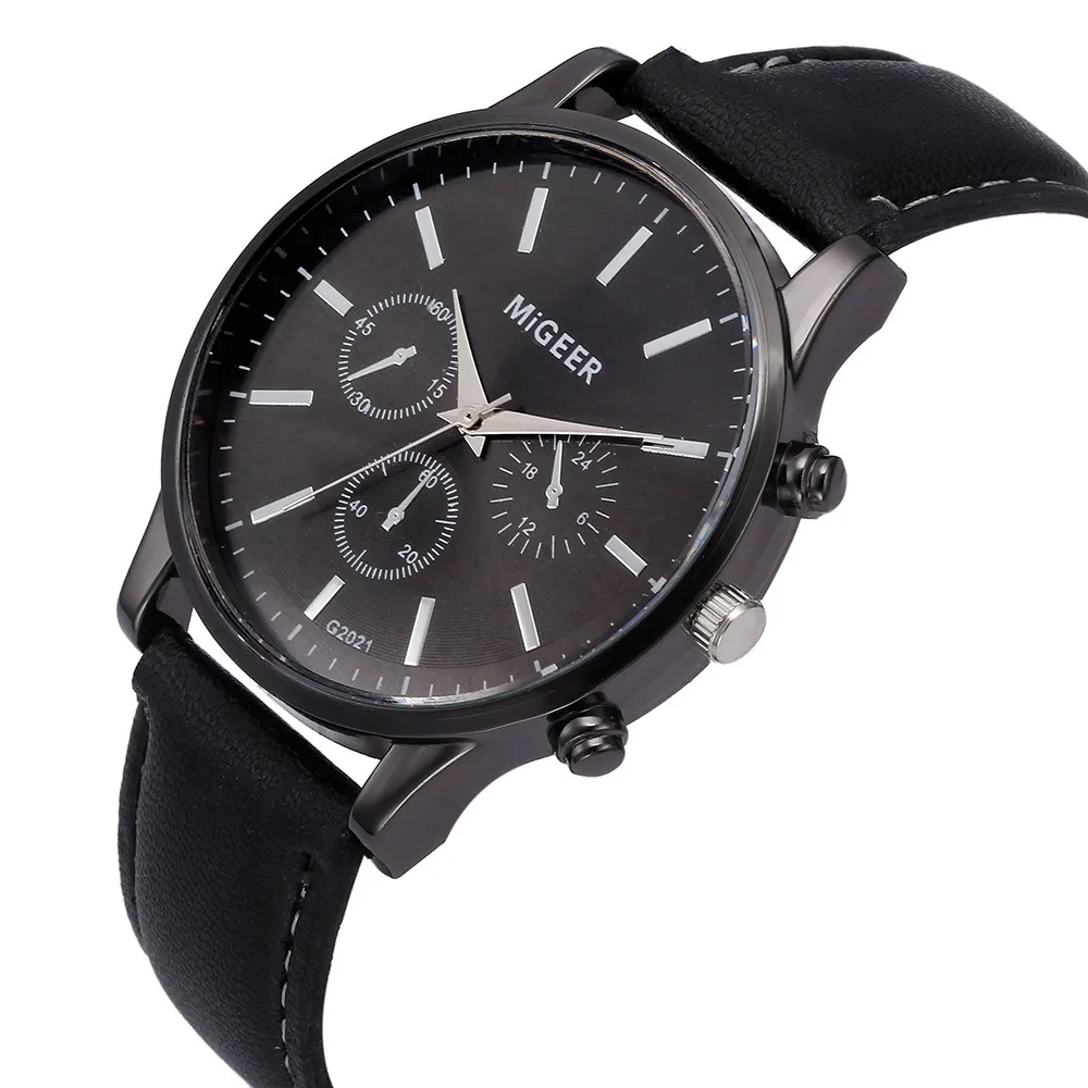

Men'S Watch Retro Design Leather Band Analog Alloy Quartz Wrist Watch Migeer Men'S Watches Male Clock Hot Relogio Masculino 2023