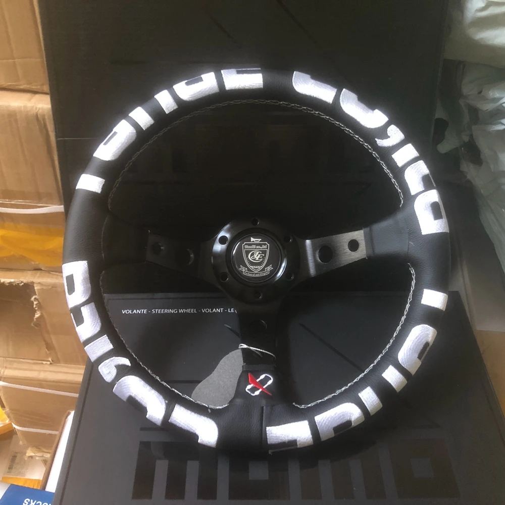 Белый 13-дюймовый универсальный руль T&ampE Racing Vertex для автомобиля JDM из натуральной