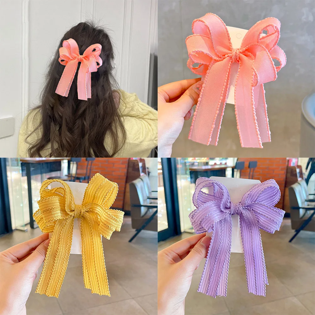 

Fashion Fabric Hair Bow Hairpin for Women Girls Ribbon Hair Clips Red Pink Green Bow Top Clip Female Sweet Hair Accessories