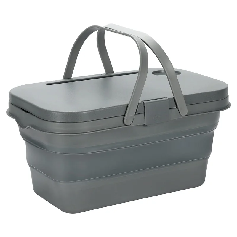 

Складная корзина для пикника с крышкой с ручкой, складная силиконовая ванна, контейнер для хранения фруктов и овощей